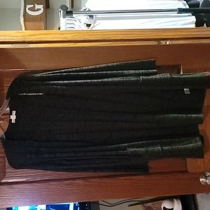 Long dark green black heathered cardigan
